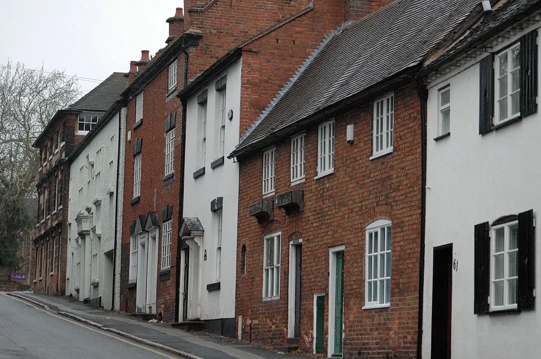 Terraced houses, converted into offices, along Coleshill Road in Sutton Coldfield, Birmingham, England
