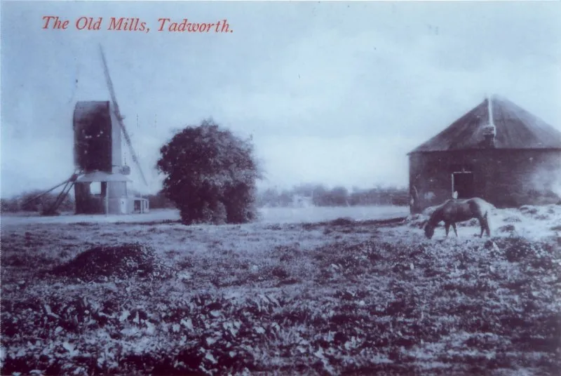 Phototgraph of New Mill, Tadworth with roundhouse of the Old mill