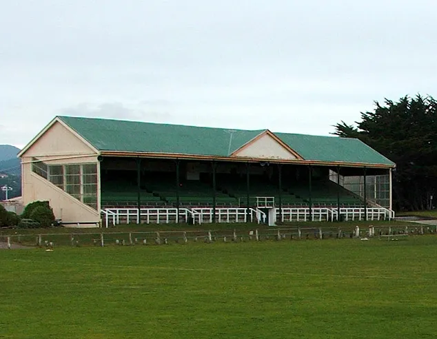 The grandstand at Tahuna Park, Dunedin, New Zealand. Photographed on 14 June 2009.
