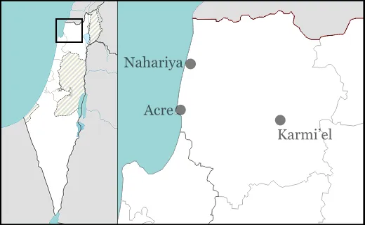 Akko sub-district of the North District of Israel for pushpin maps.