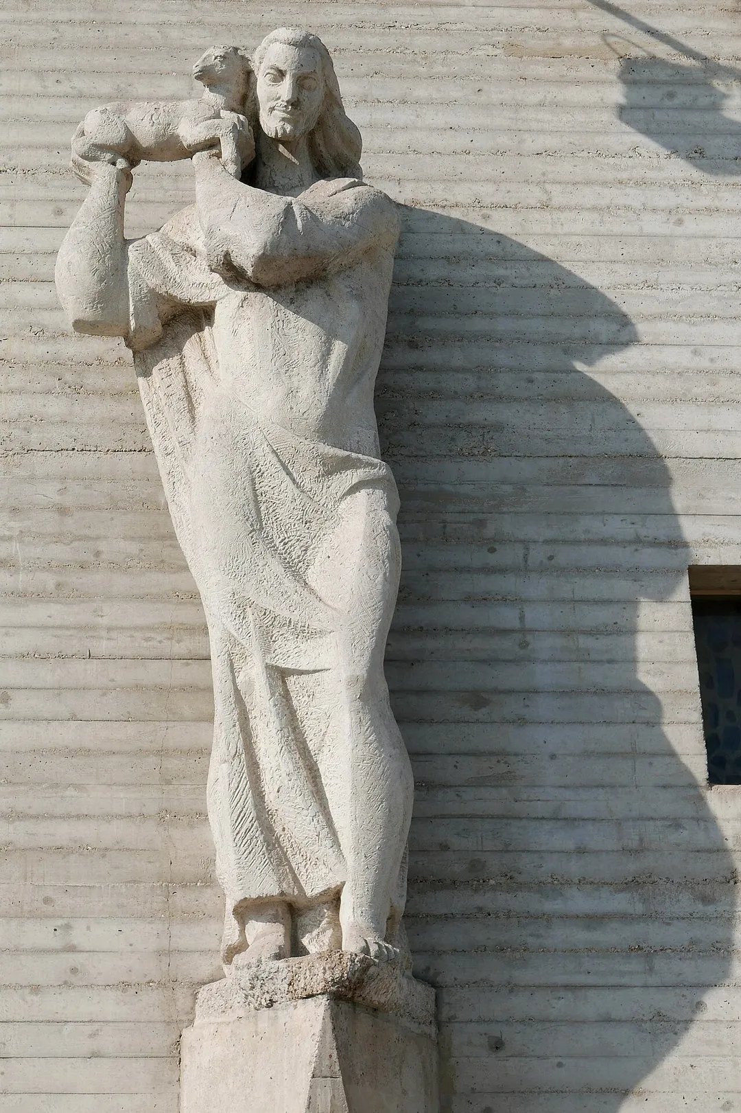 Statue of Jesus Christ as "The Good Shepherd" by Otokar Čičatka, Parish Church Zum Guten Hirten, Vienna, Hietzing, Austria