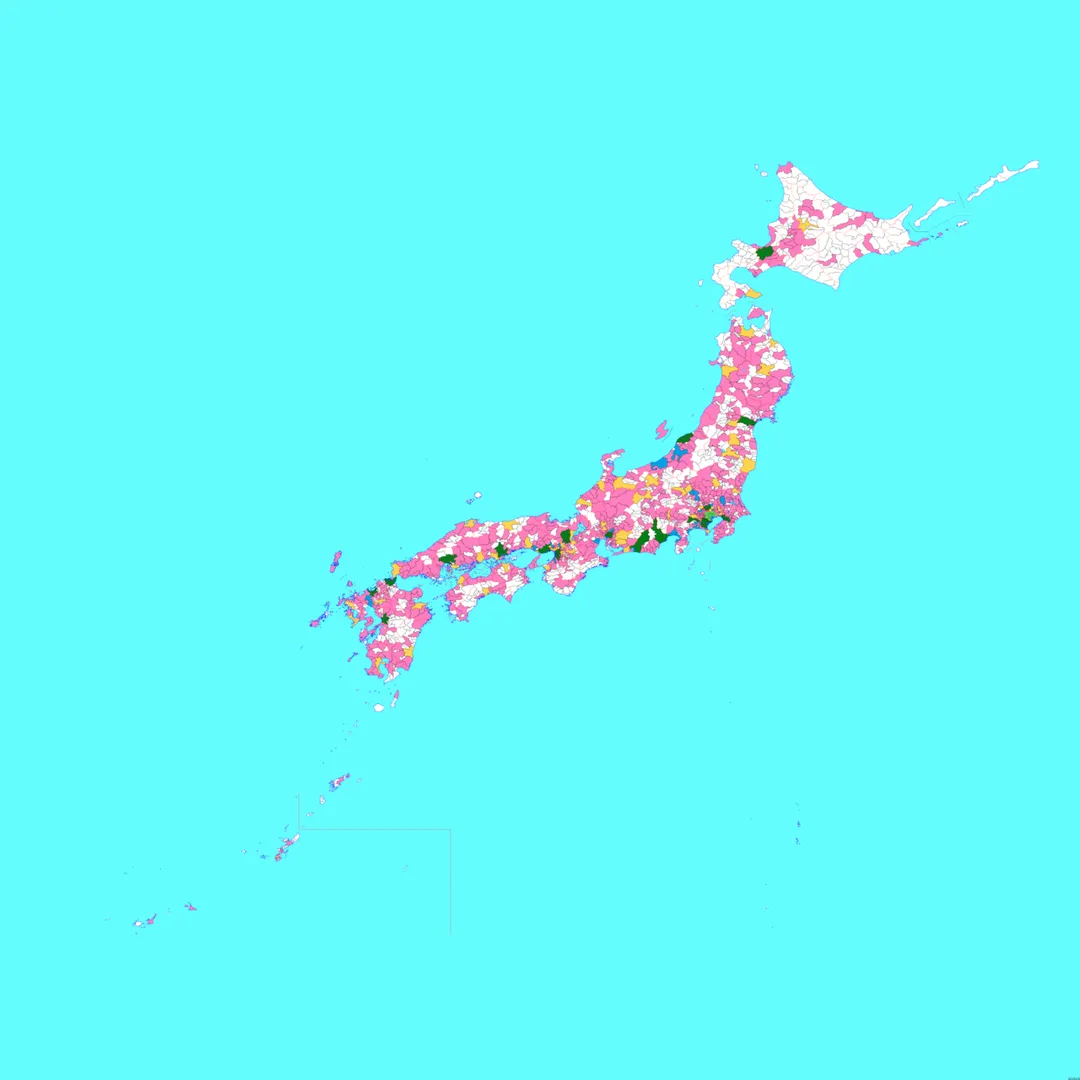 Map of all Japanese cities including disputed territories

  Cities  Cities designated by government ordinance  Core cities  Special cities  Special wards