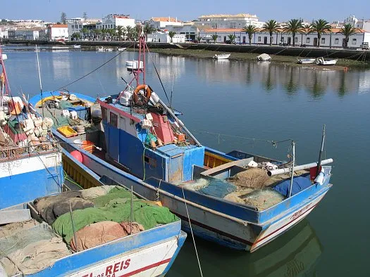 Fishing boat in Tavira, Algarve, Portugal.
