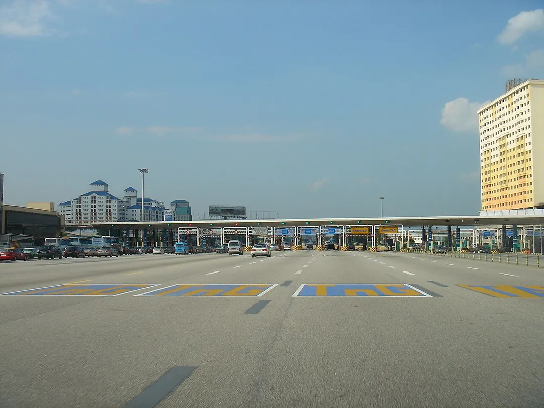 Toll Booths at Sungai Besi, Kuala Lumpur, at end of South section of North-South Expressway, Malaysia.
