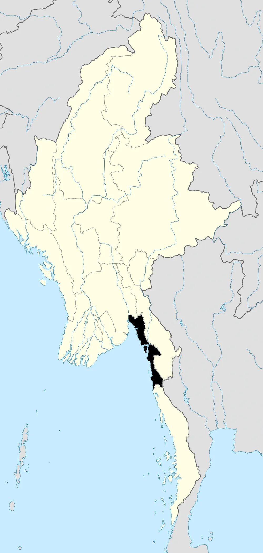 Map showing Mon State in Burma
