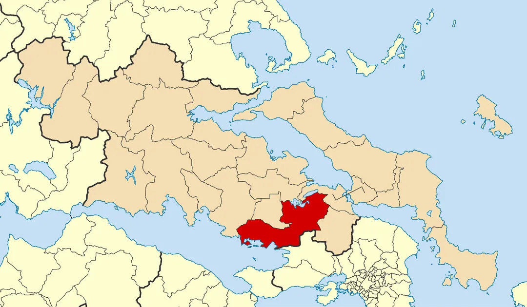 Locator map for Thiva municipality in Greek region Central Greece (2011)