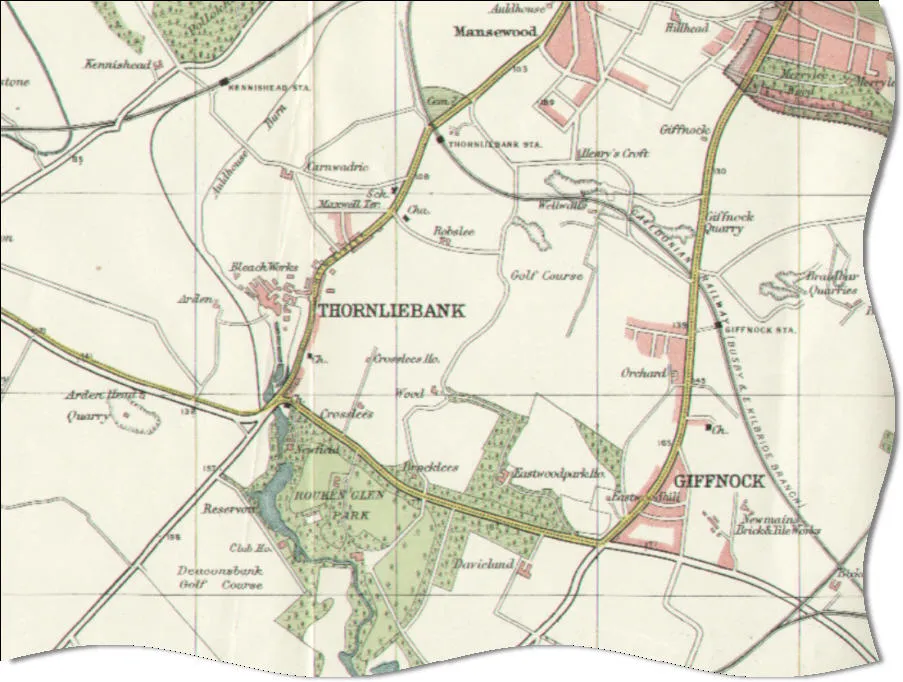 Map of Thornliebank &amp; Giffnock in 1923