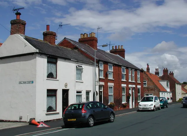 Main Street, Tickton, East Riding of Yorkshire, England.Looking northeast from the Parish Hall along Tickton Main Street.