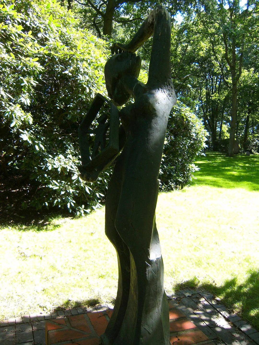 Hamburg, Memorial of Neuengamme concentration camp: memorial area, statue desperation of Meenzel-Kiezegem. In memory of the victims of the deportation 1944.