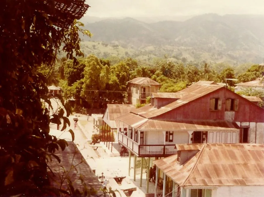 A view from Olivier Coquelin's hotel, Le Relais de L'Empereur in Petit-Goâve, Haiti in 1981.