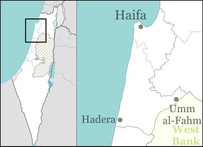 Pushpin (location) map for Haifa District of Israel.