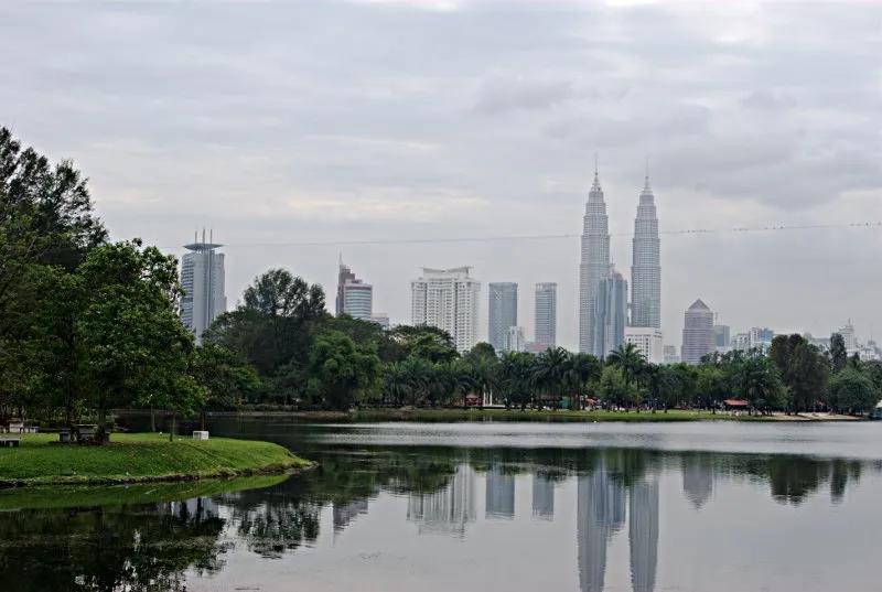 Kuala Lumpur, Malaysia, view from Lake Titiwangsa to Kl downtown