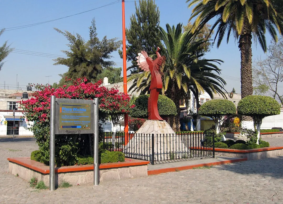 Plaza Wichita with Keeper of the Plains statue donated by Wichita, Kansas to Tlalnepantla de Baz, State of Mexico, Mexico