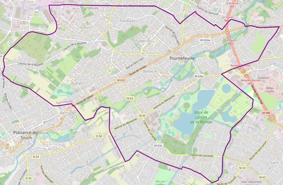 Carte OSM de Tournefeuille, Haute-Garonne