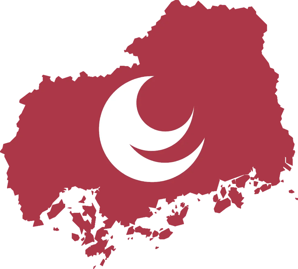 Flag map of Hiroshima Prefecture. used for stub templates.