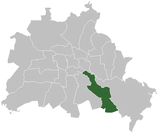 Locator map of the former Treptow district of  Berlin.
