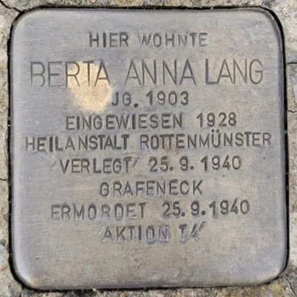 Stolperstein für Berta Anna Lang in Trossingen