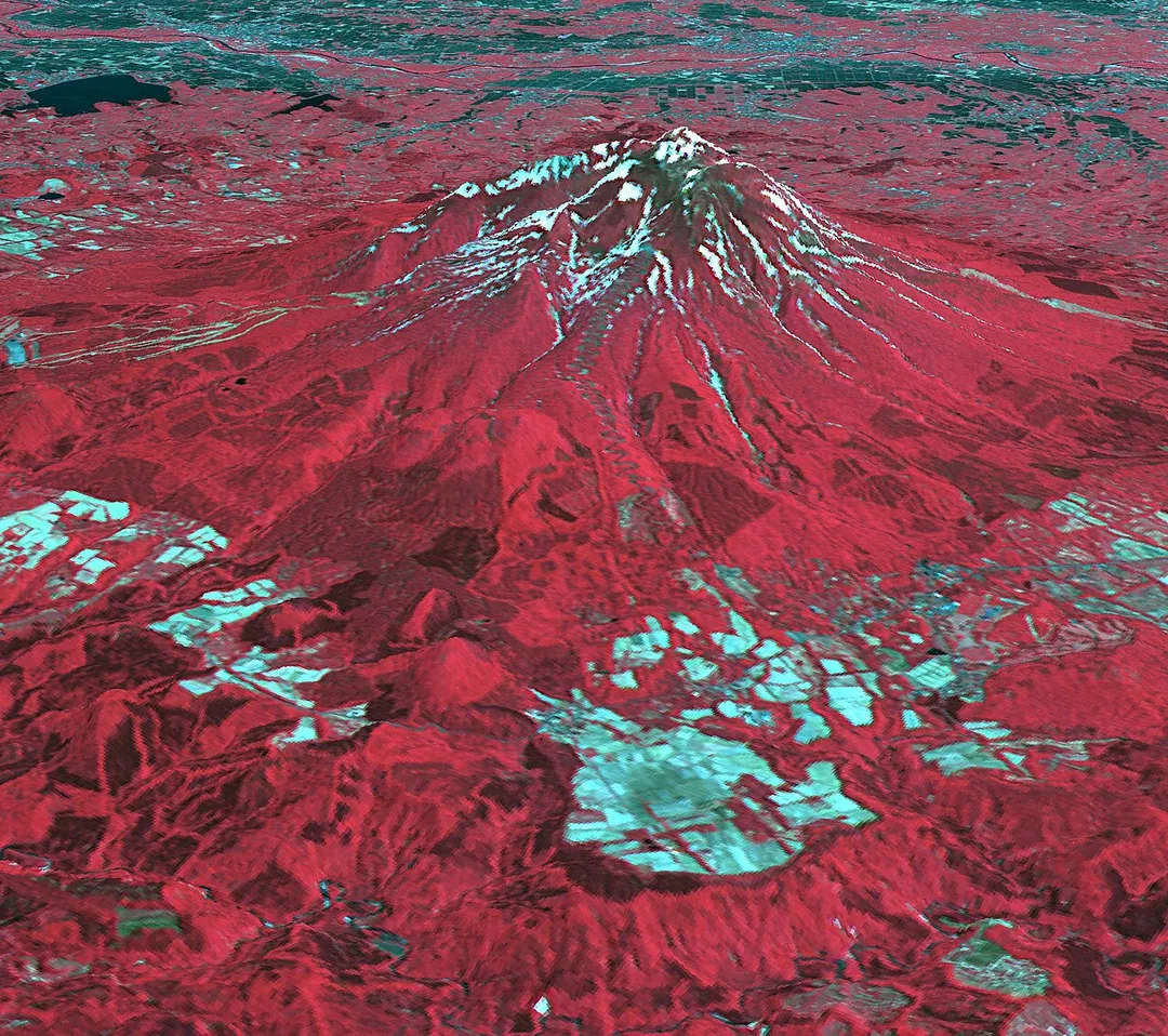 The Tsugaru Iwaki Skyline is a toll road in northern Japan, which partially ascends Mount Iwaki stratovolcano, and is notable for its steep gradient and 69 hairpin turns. The road ascends 806 meters over an average gradient of 8.66%, with some sections going up to 10%. The Tsugaru Iwaki Skyline has been considered one of the most dangerous mountain roads in the world. (Wikipedia) The image was acquired May 26, 2015, and is located at 40.6 degrees north, 140.3 degrees east.
