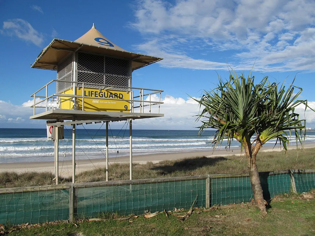 Lifeguard post on Tugun Beach manned by the Tugun Surf Lifesaving Club, near Coolangatta, Queensland