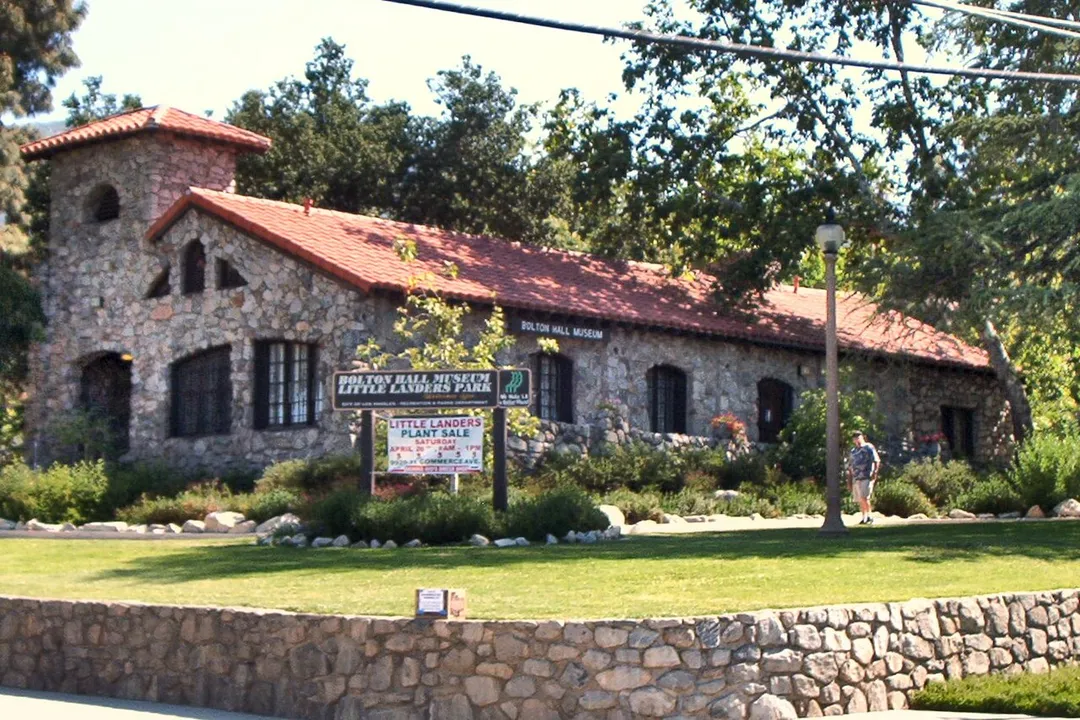 The Bolton Hall —  in the Sunland–Tujunga district of Los Angeles, in the northeastern San Fernando Valley, Southern California.
The former Utopian community center is operated by the Little Landers Historical Society as a local history museum.
The 1913 stone Mission Revival and American Craftsman style building is a Los Angeles Historic-Cultural Monument, and on the National Register of Historic Places in Los Angeles.