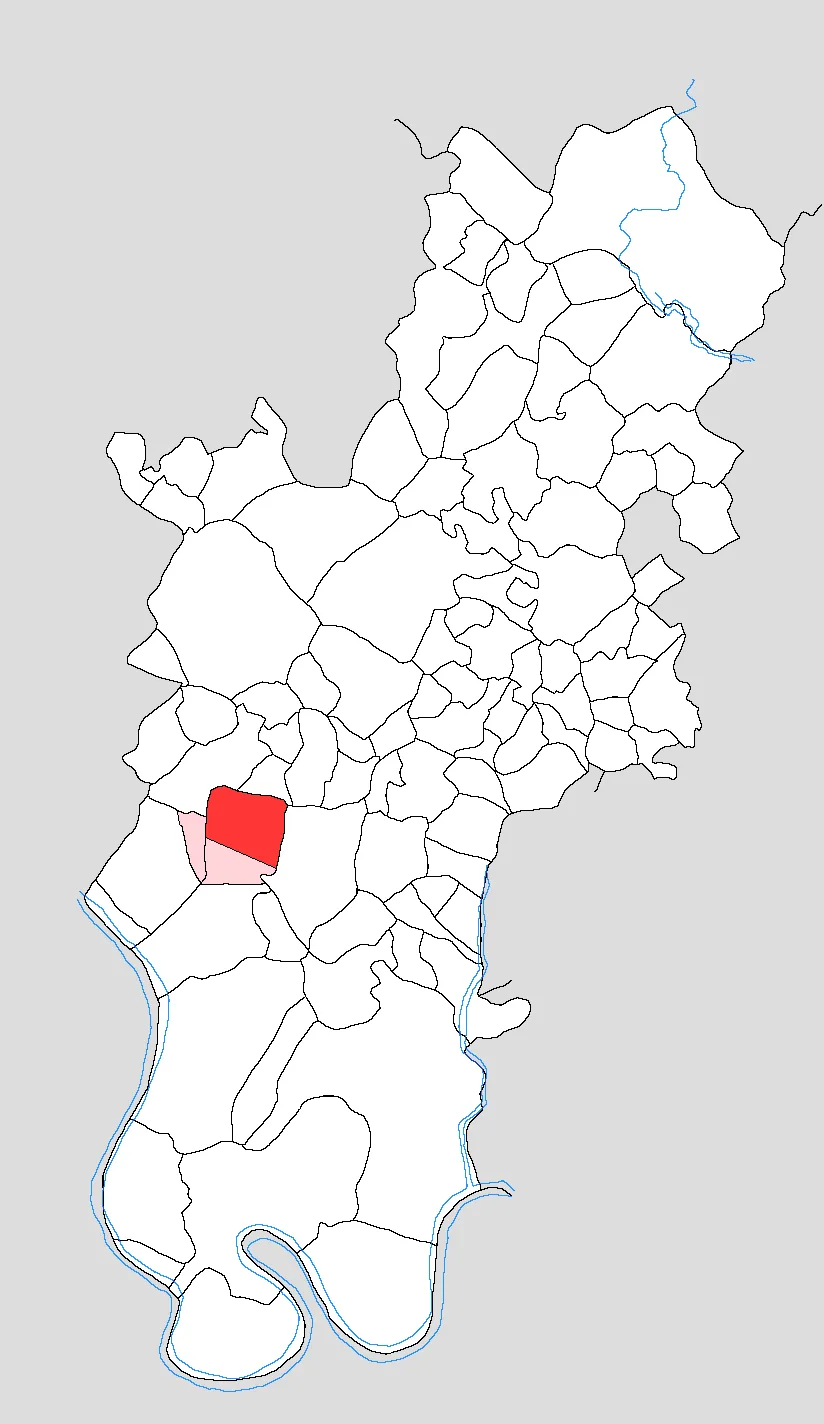 Map of the villages in Tundla block of Firozabad district, with the town of Tundla highlighted. Based on the map in the 2011 district census handbook, see here: https://censusindia.gov.in/nada/index.php/catalog/1210/download/3854/DH_2011_0916_PART_A_DCHB_FIROZABAD.pdf