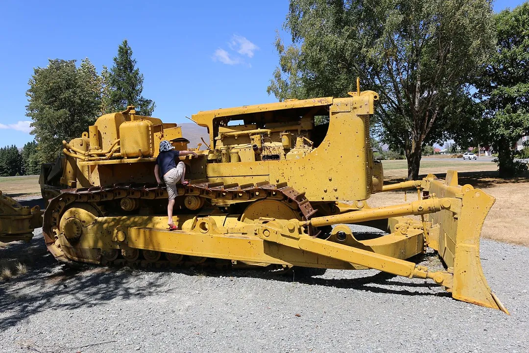 Heavy machinery from building the hydroelectric schemes at the entrance to Twizel (2019)