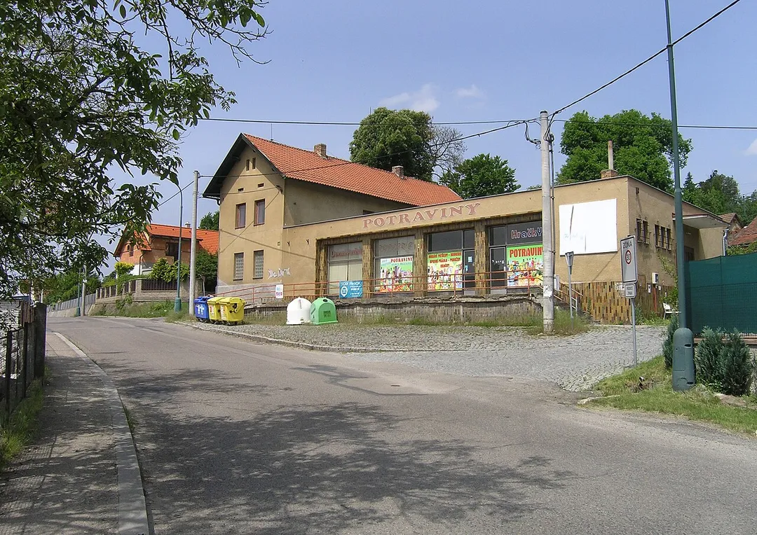 Former shop v Chrást nad Sázavou, part of Týnec nad Sázavou, Czech Republic