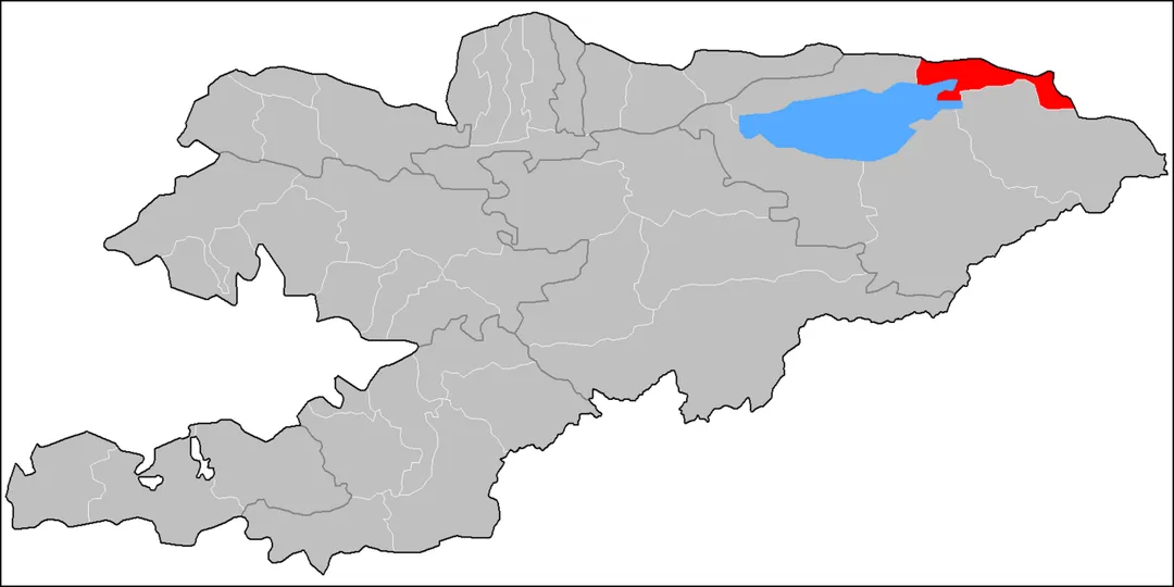 The location of the raion (district) of Tüp in Kyrgyzstan. Based on Image:Kyrgyzstan raions.png