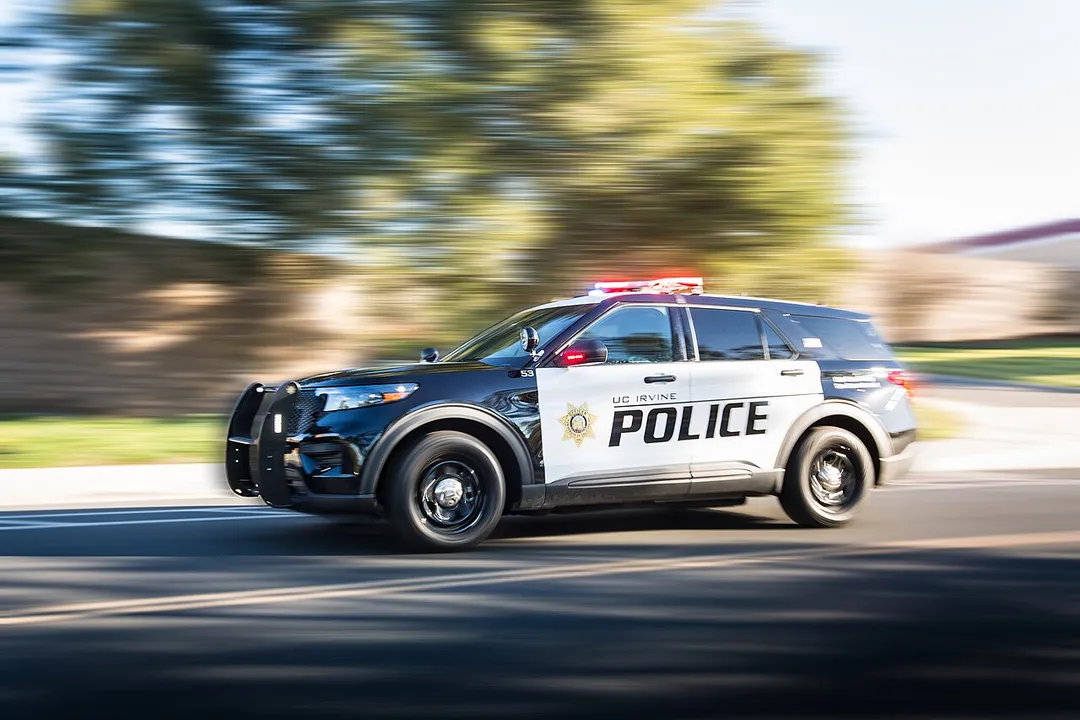 UC Irvine police car responding to emergency