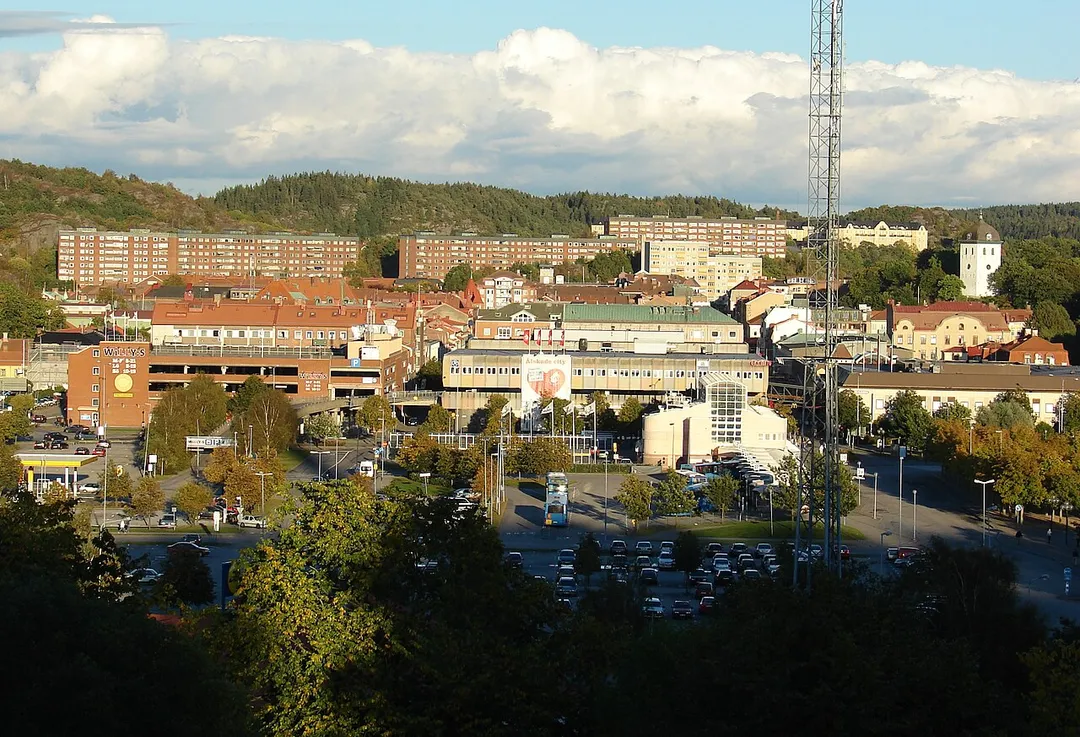 The centre of Uddevalla (in Sweden), picture taken from Skansberget