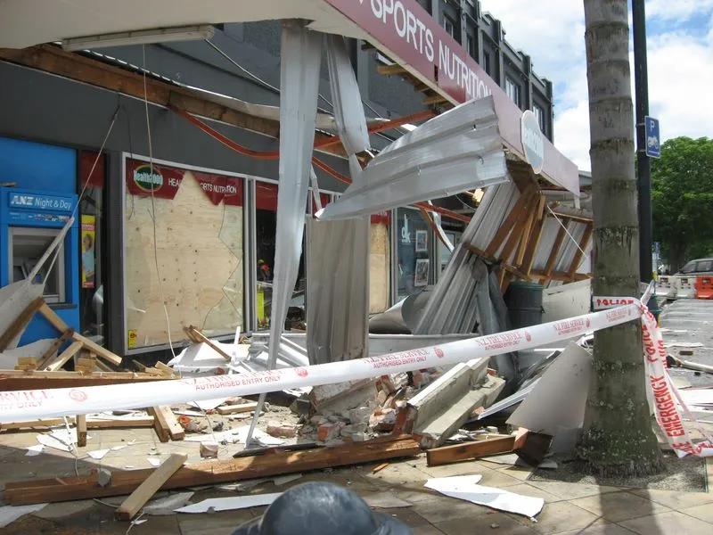 The damage after the quake - Outside Health 2000 Main Street