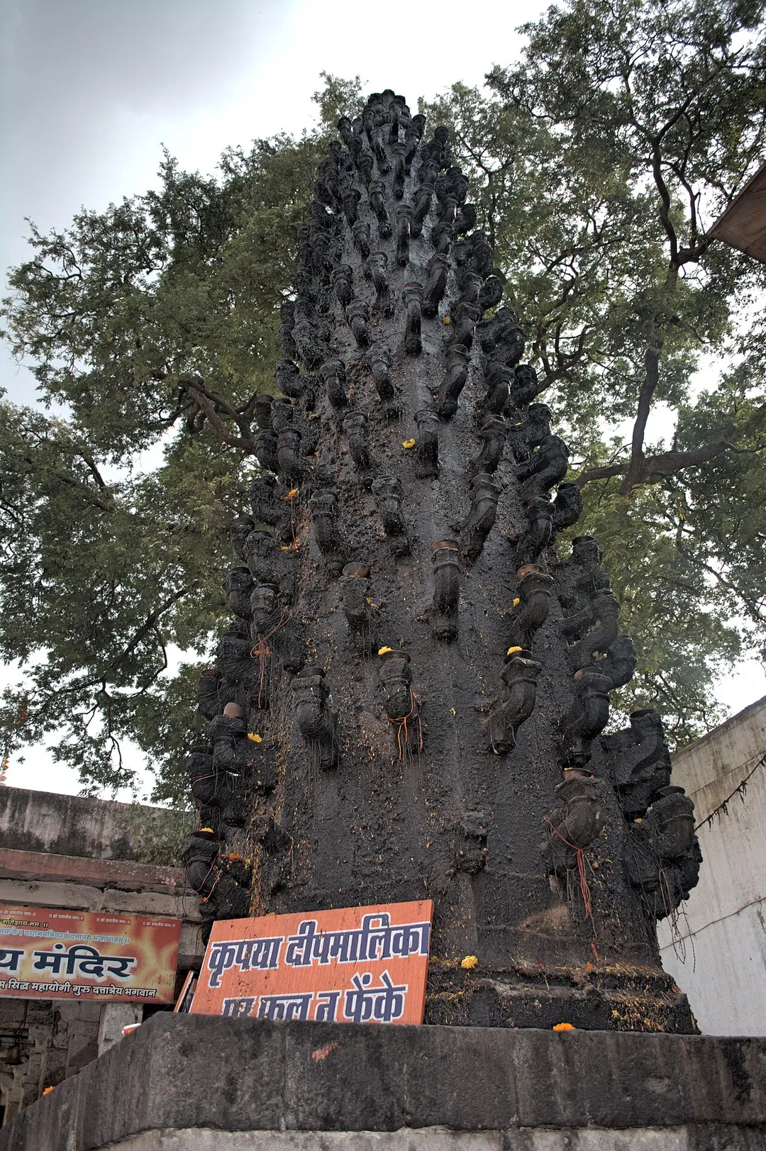 Deepmalika or Deepstambh (tower of lamps) at the Kal Bhairav temple in Ujjain, India