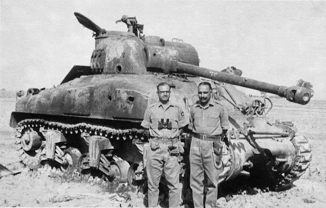 This picture is of my maternal grandfather Brig. Hari Singh Deora A.V.S.M (Ati Vishisht Sewa Medal), 18th Cavalry (Indian Army). This picture was taken after Indian Army destroyed over 100 Patton and Sherman Tanks of Pakistani Army during the 1965 Indo-Pak War. The place was later named as Patton Nagar in Pakistan.
For more information, contact me through www.AbhinayRathore.com
