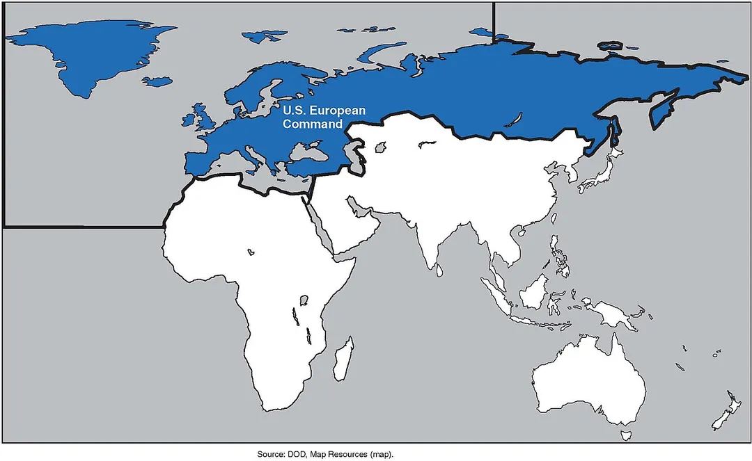 EUCOM Area of Responsibility excerpted from a U.S. Government Accountability Office report