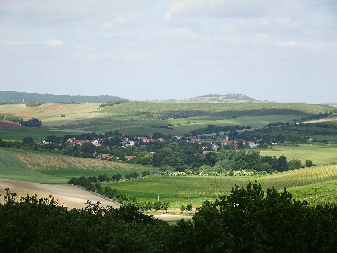 Valtice, Břeclav District, Czechia, part Úvaly. Lednice–Valtice Cultural Landscape, View from the Colonnade − Rajstna.