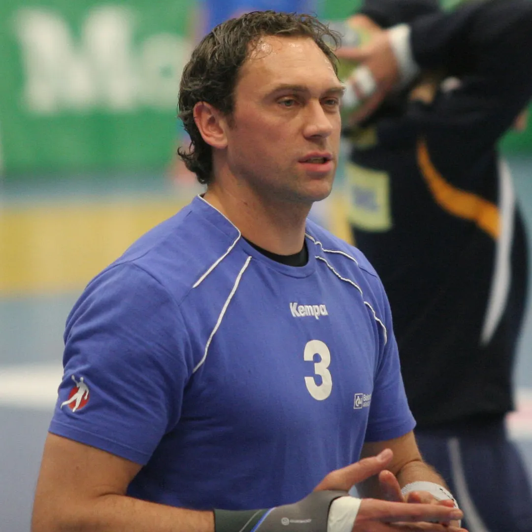 Stian Vatne, norwegischer Handballspieler von BM Aragón, am 26. April 2009 in Gummersbach (Eugen-Haas-Halle), vor dem IHF-Pokal-Spiel zwischen dem VfL Gummersbach und BM Aragón.