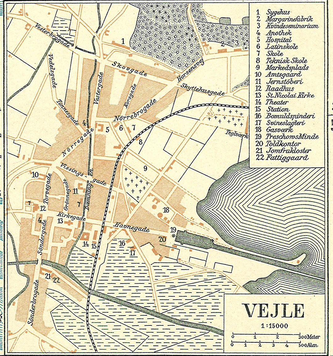 Map of Vejle in  Denmark