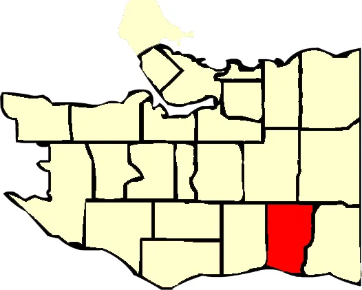 Map showing location of Victoria-Fraserview in Vancouver.
