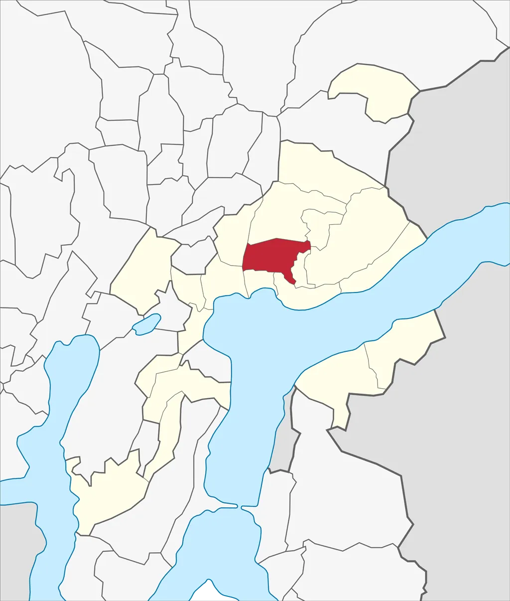 Localizzazione del quartiere di Viganello nel territorio comunale di Lugano