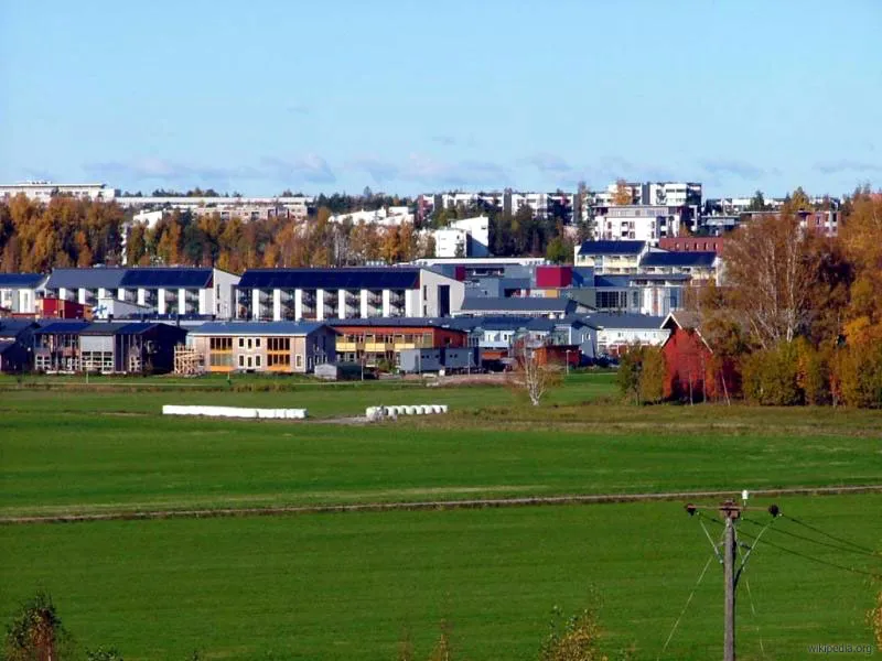 Autumnal view of Latokartano residential area in Viikki, Helsinki, Finland.