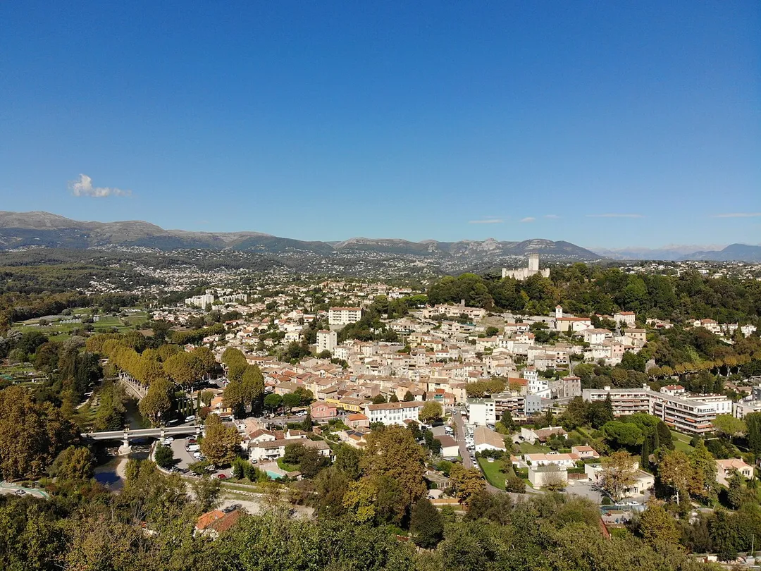A view of Villeneuve-Loubet, Castle, with its castle on top of the hill