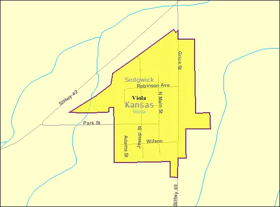 Detailed map of Viola, Kansas