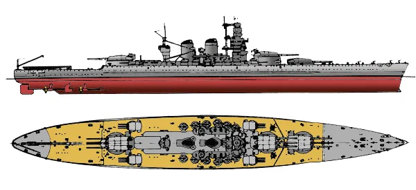 Littorio class Battleship drawing