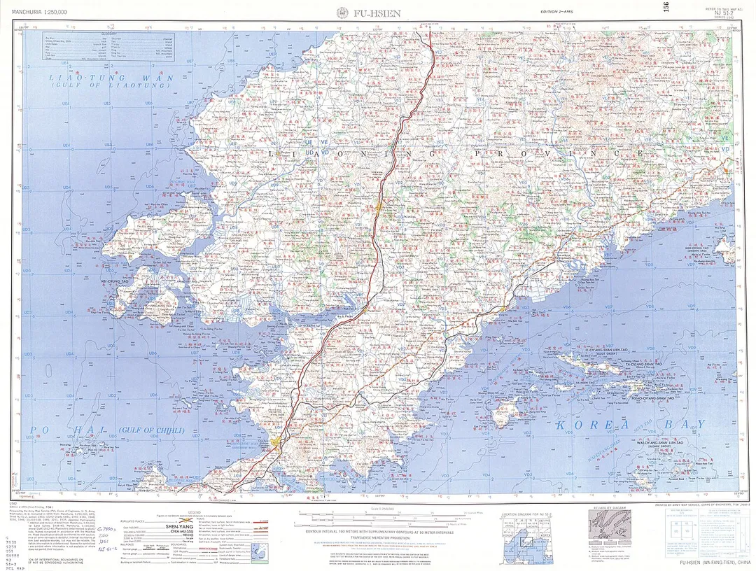 Map of Wafangdian (Fu-hsien, Wa-fang-tien) area, Liaoning
