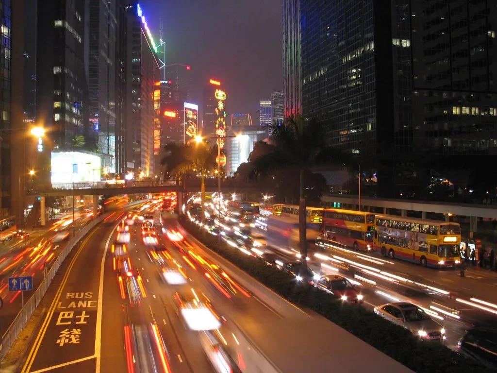 Night Scene of Gloucester Road, Wanchai