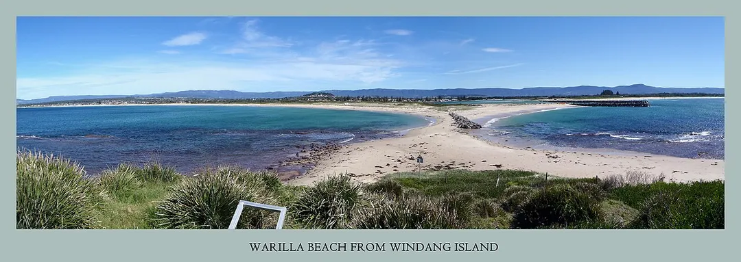 View looking back at Warilla beach and Lake Illawarra entrance from Windang Island