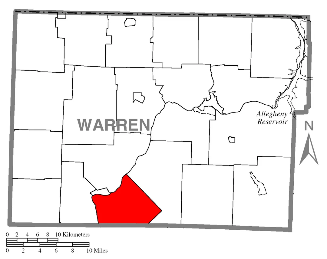 Map of Warren County higlighting Limestone Township.