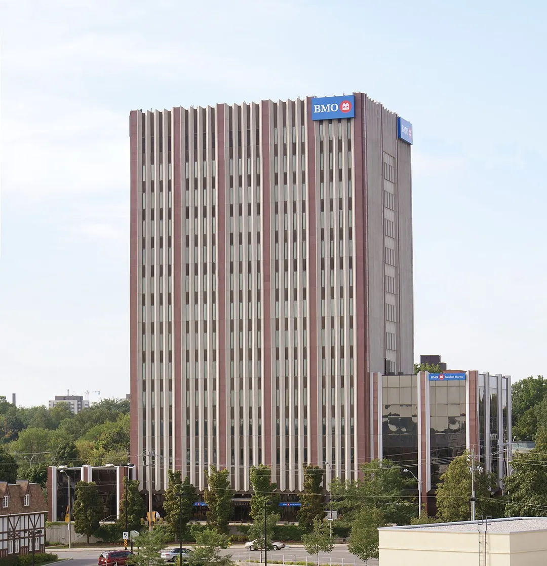 The BMO Building in Uptown Waterloo, Ontario. This is a 3x1 stitched image.