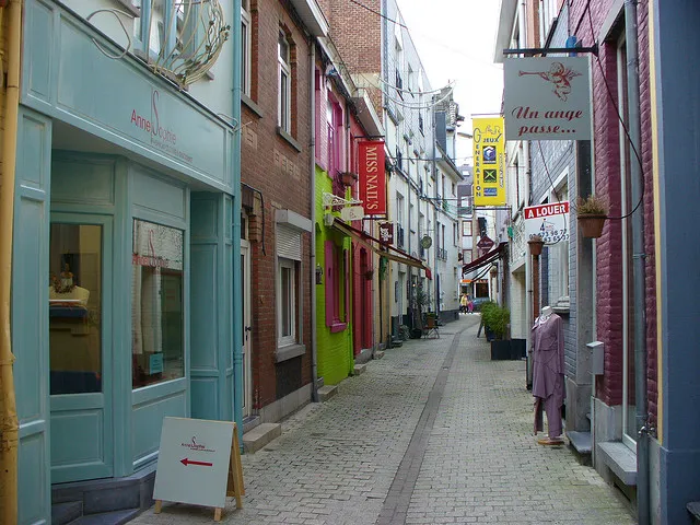 Rue de la Source, street in Wavre centre, Wallon Brabant, Belgium