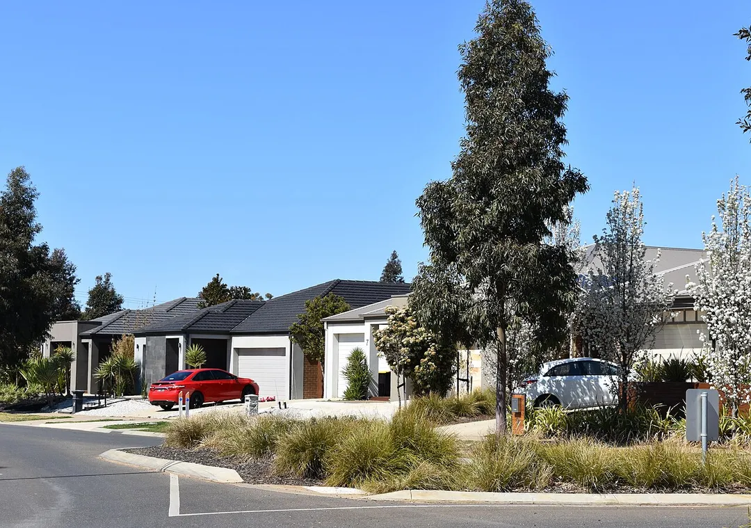 New houses in the Exford Waters subdivision at Weir Views, Victoria